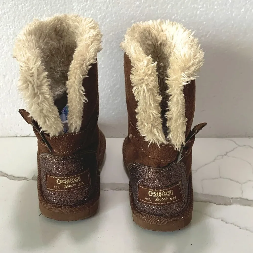 Oshkosh B’Gosh | Little Girls Winter Faux Fur Lined Brown Boots Size 7 toddler